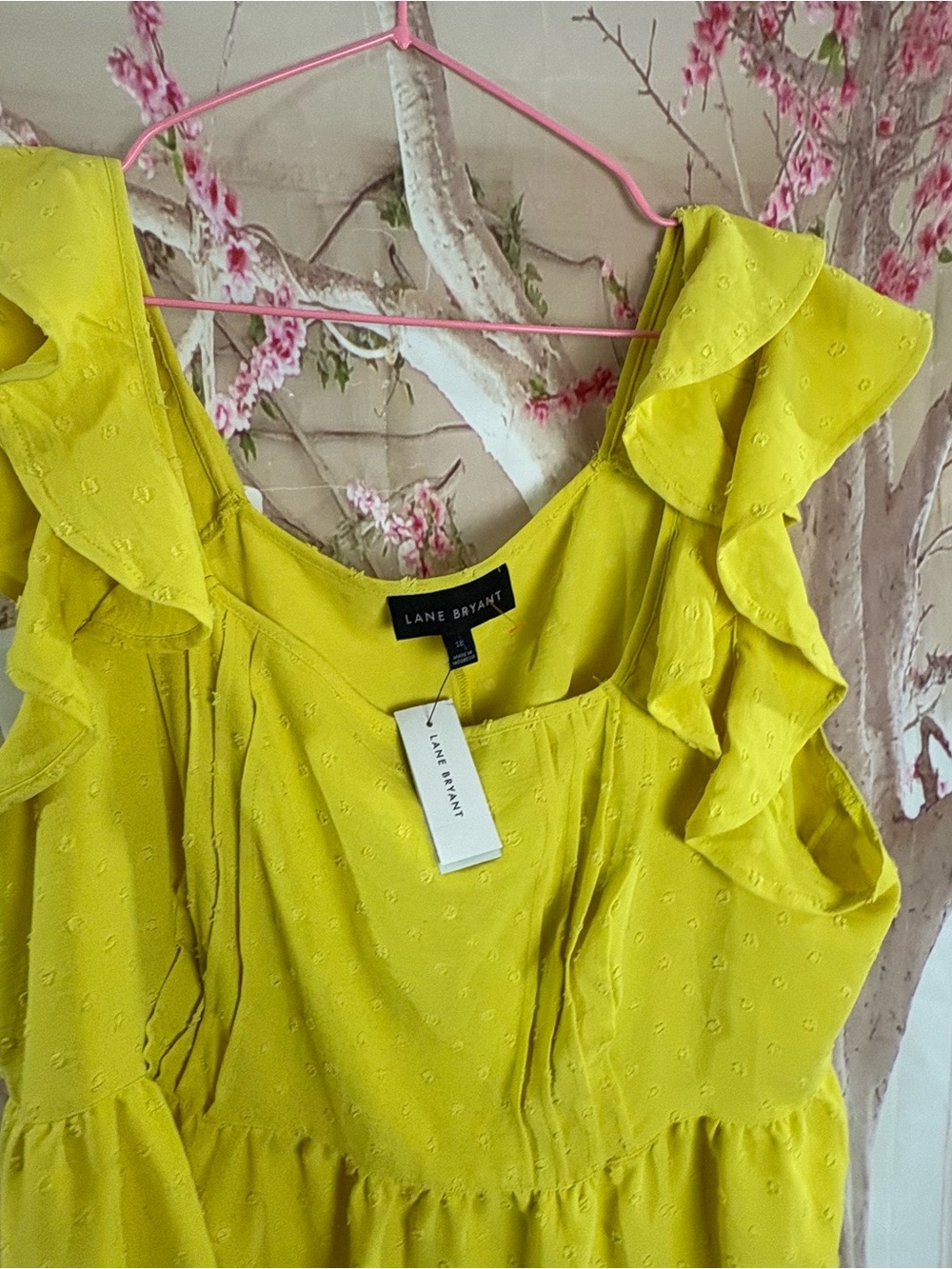 NEW Lane Bryant Lime Ruffle-Sleeve Peplum Top - Picture 3 of 9
